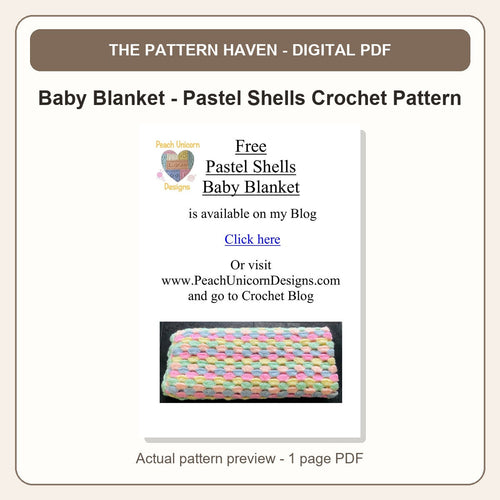 Actual PDF preview - Baby Blanket - Pastel Shells crochet pattern