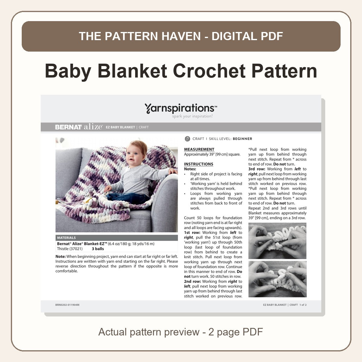 Actual PDF preview - Baby Blanket crochet pattern