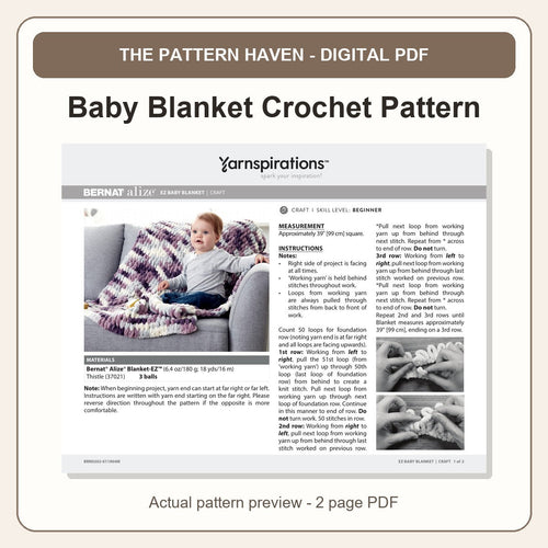 Actual PDF preview - Baby Blanket crochet pattern