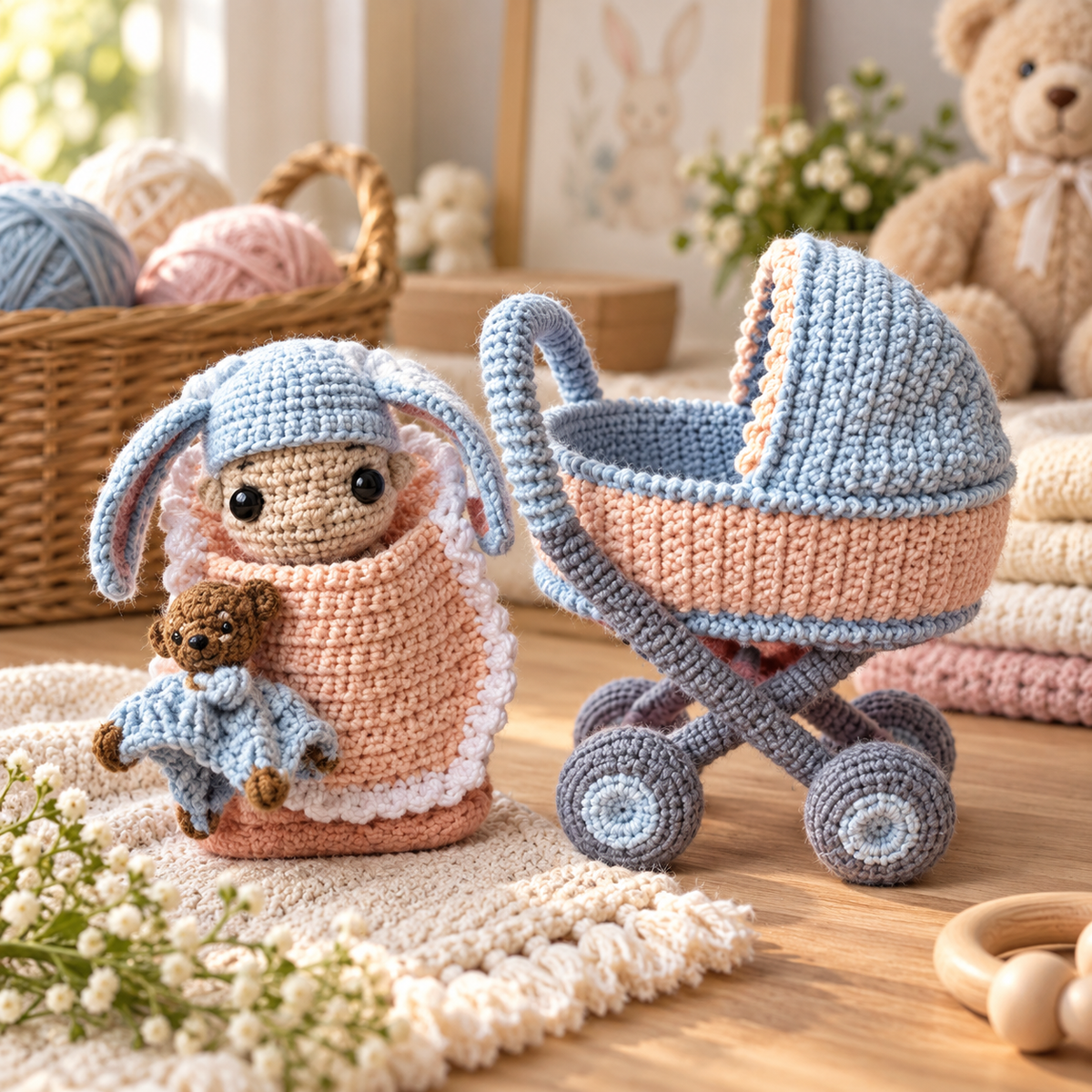 Generated product image - Baby Doll In A Baby Carriage