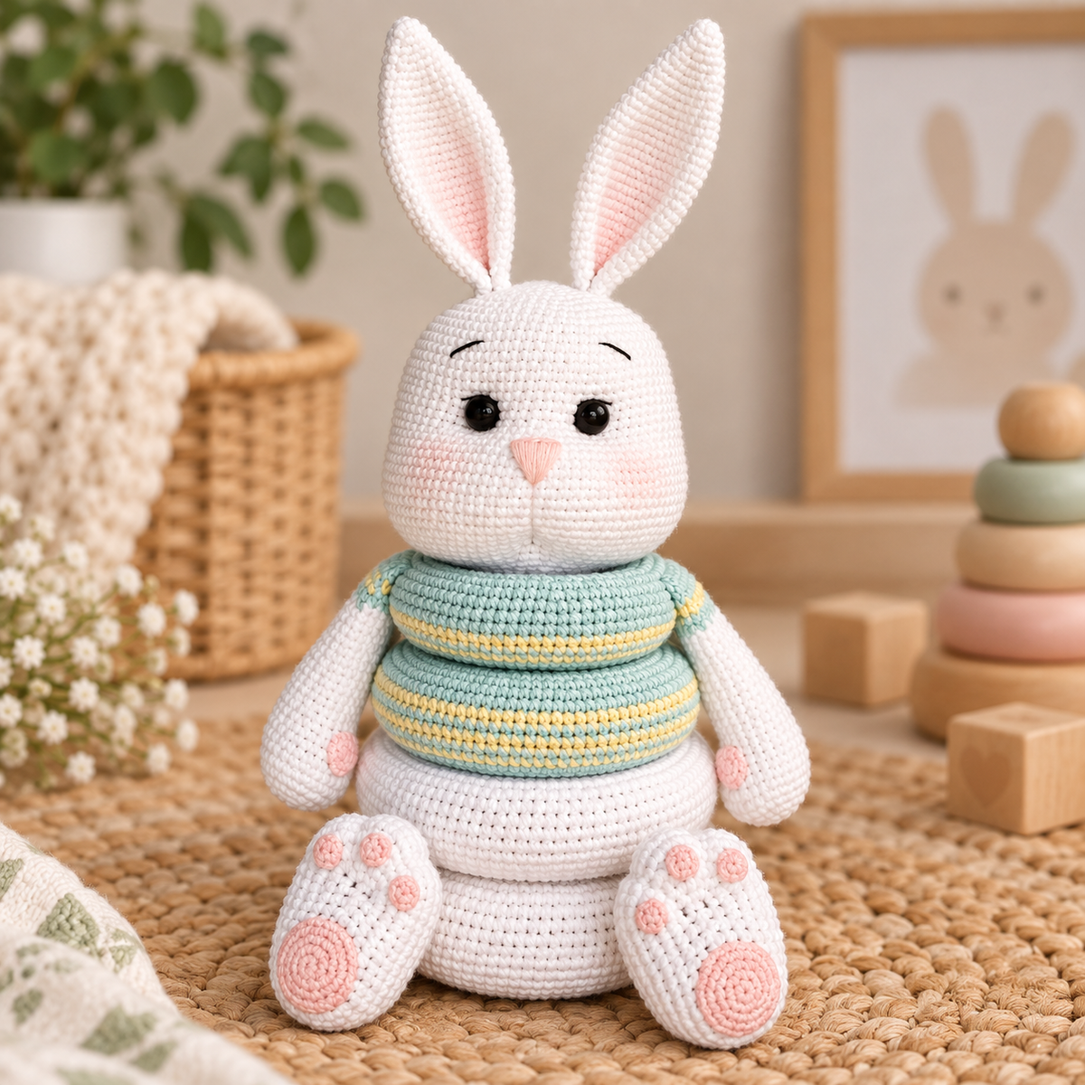 Generated product image - Bunny Stacking Toy