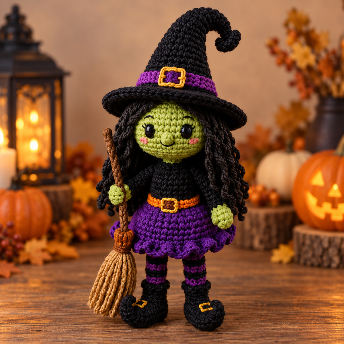 Generated product photo - Green Witch Amigurumi Crochet Pattern