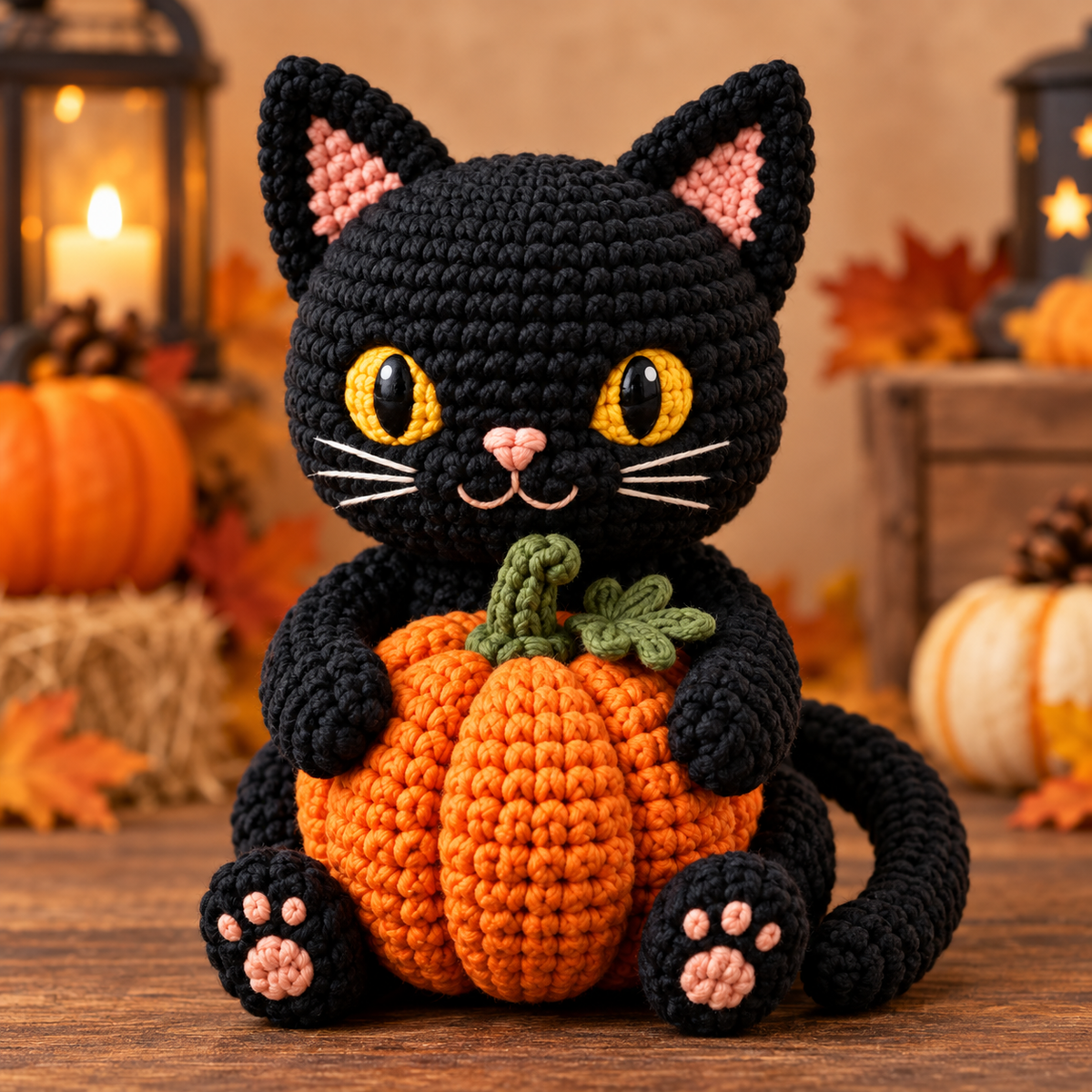 Generated product photo - Black Cat and Pumpkin Crochet Pattern