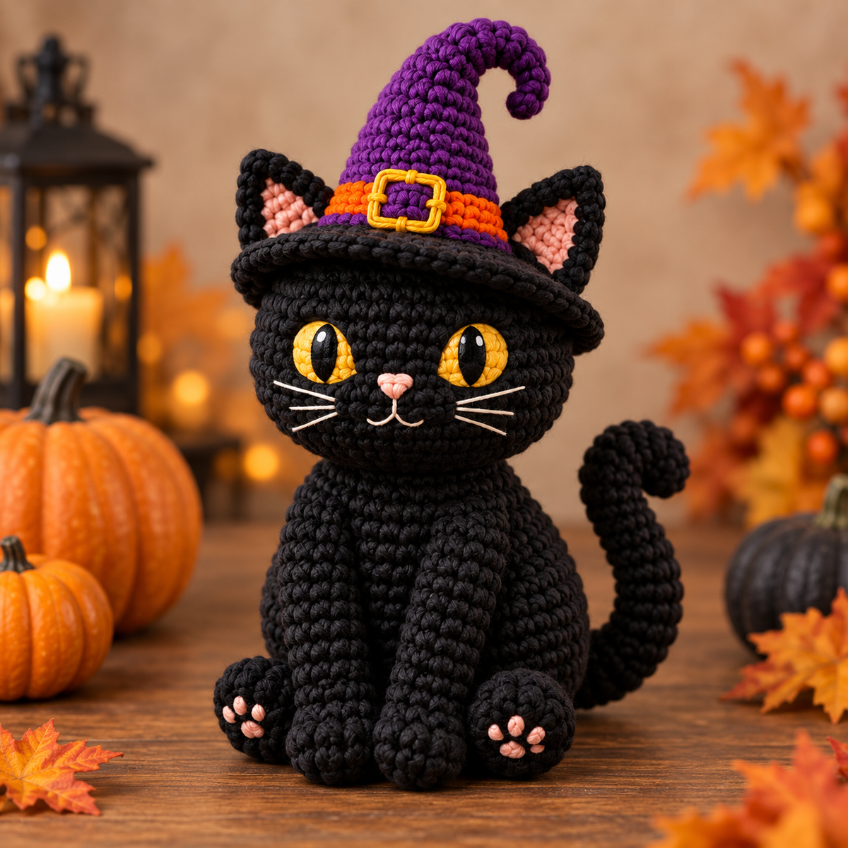 Generated product photo - Witchy Black Cat Crochet Pattern