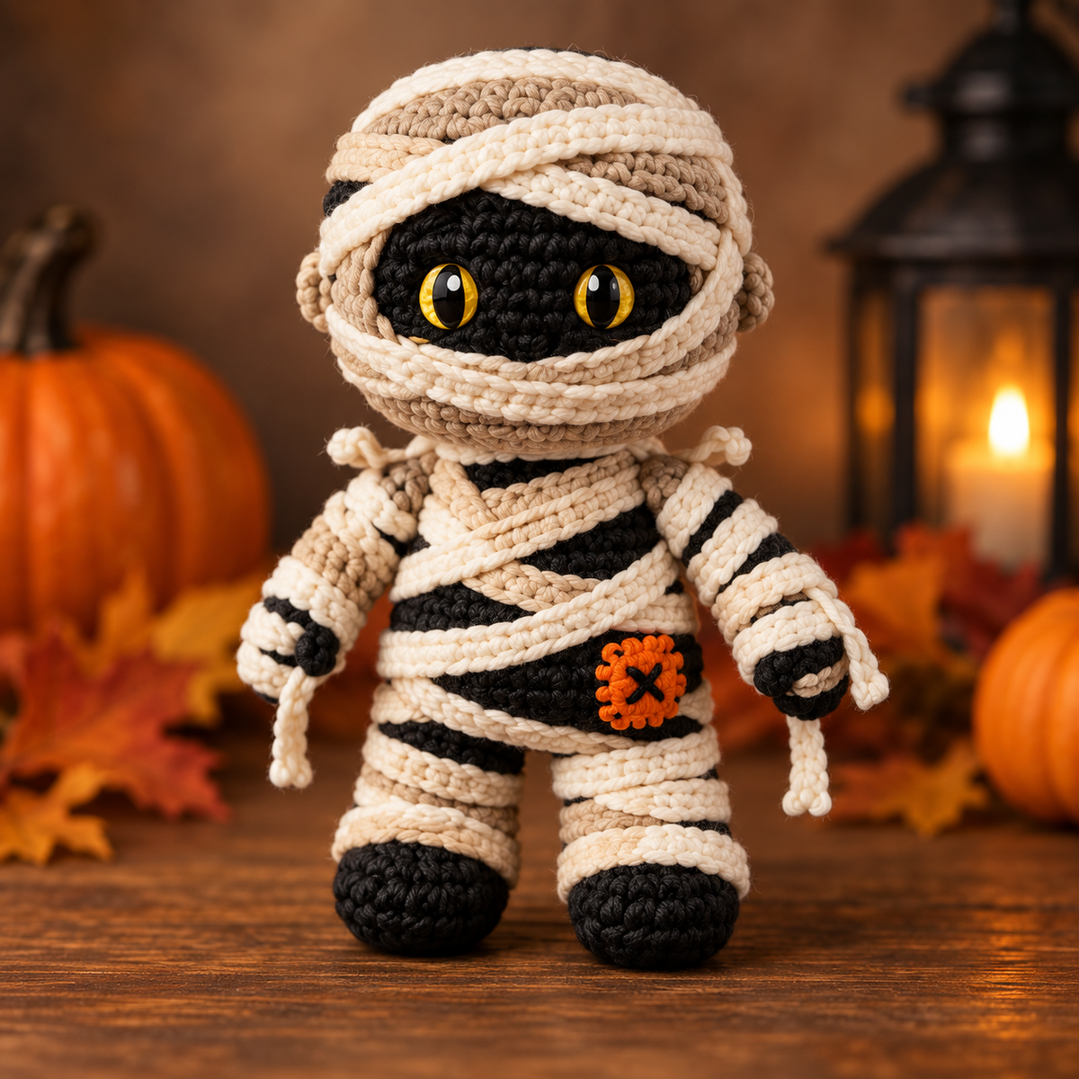 Generated product photo - Cute Wrapped Mummy Crochet Pattern