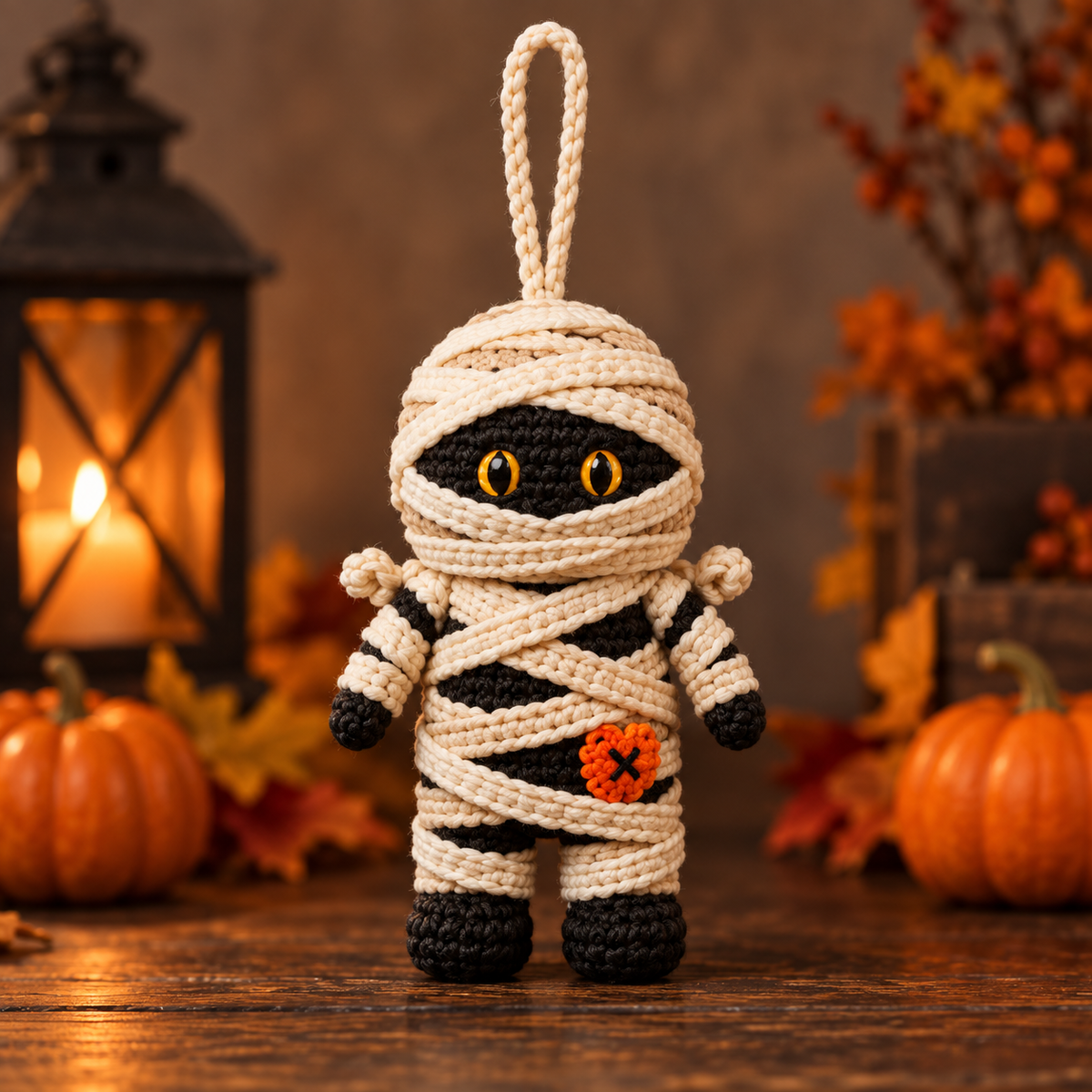 Generated product photo - Mini Mummy Ornament Crochet Pattern