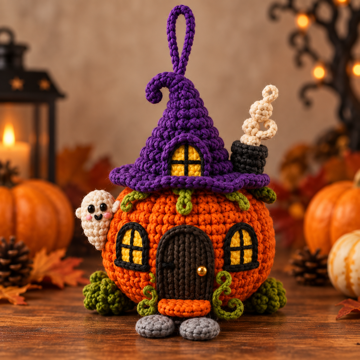 Generated product photo - Mini Haunted House Ornament Crochet Pattern