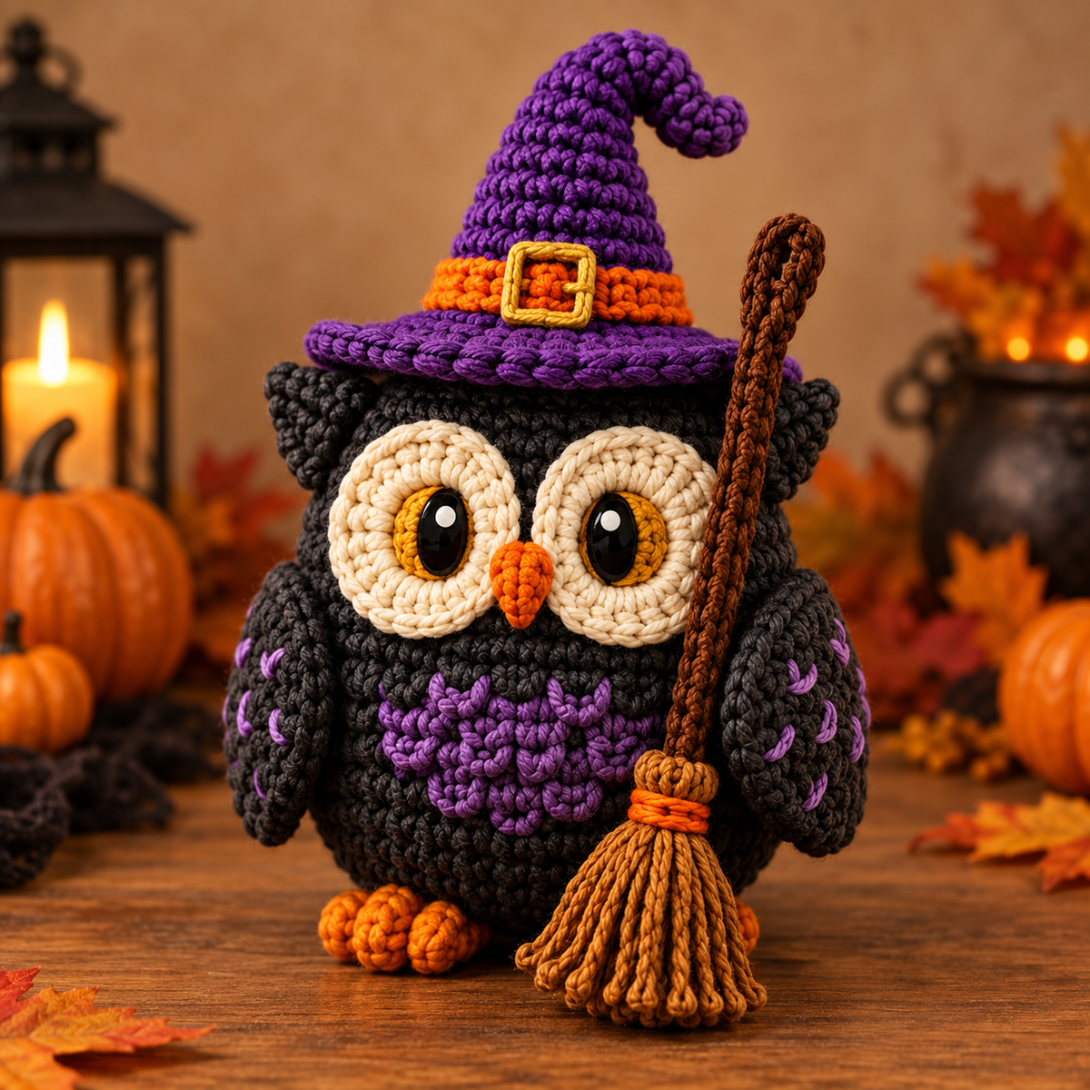 Generated product photo - Halloween Owl Witch Crochet Pattern