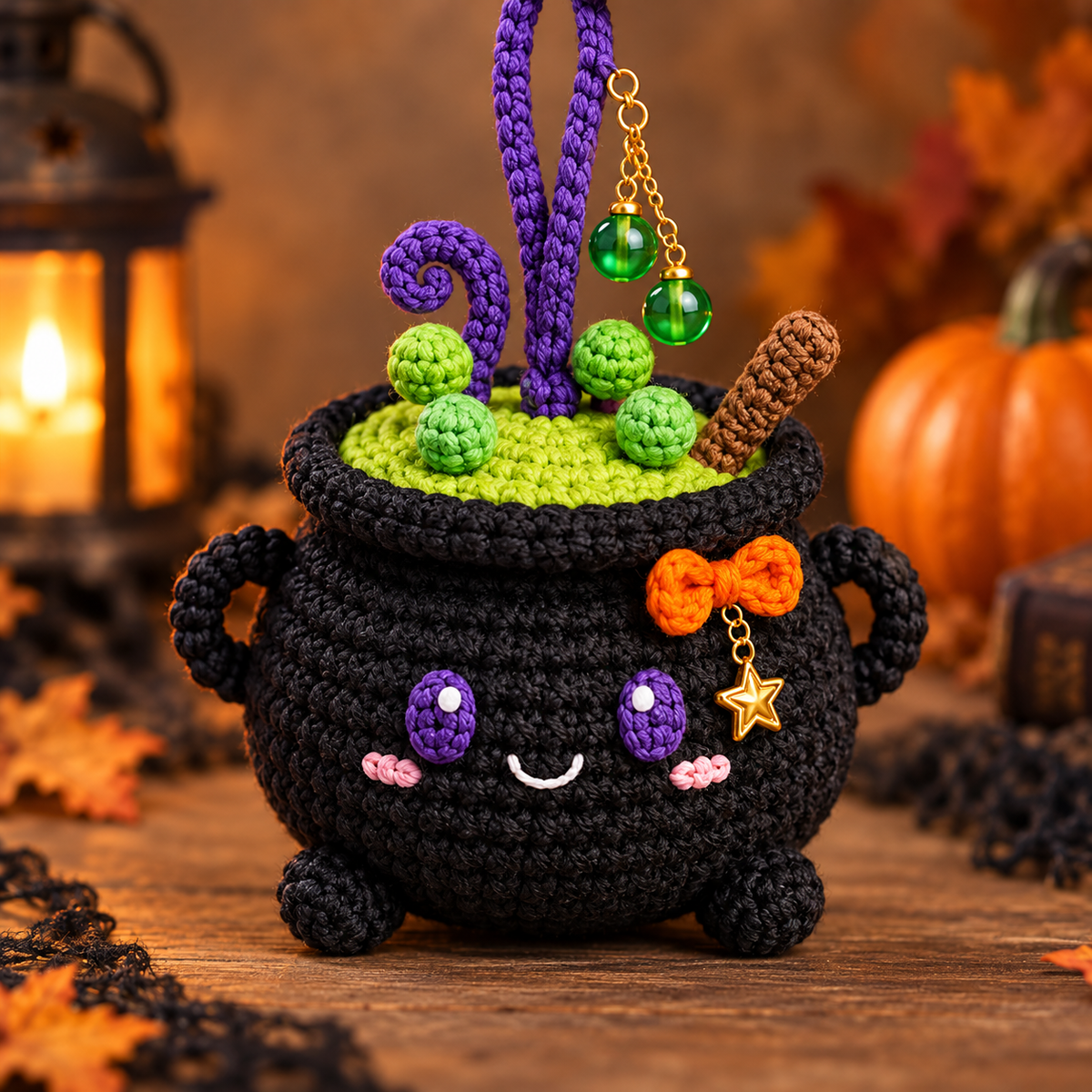 Generated product photo - Mini Witch Cauldron Ornament Crochet Pattern