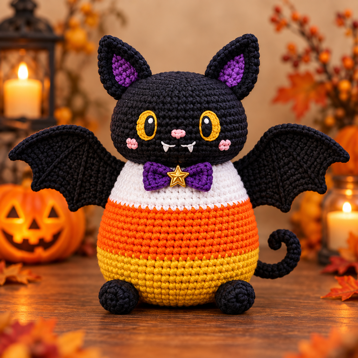 Generated product photo - Candy Corn Bat Crochet Pattern