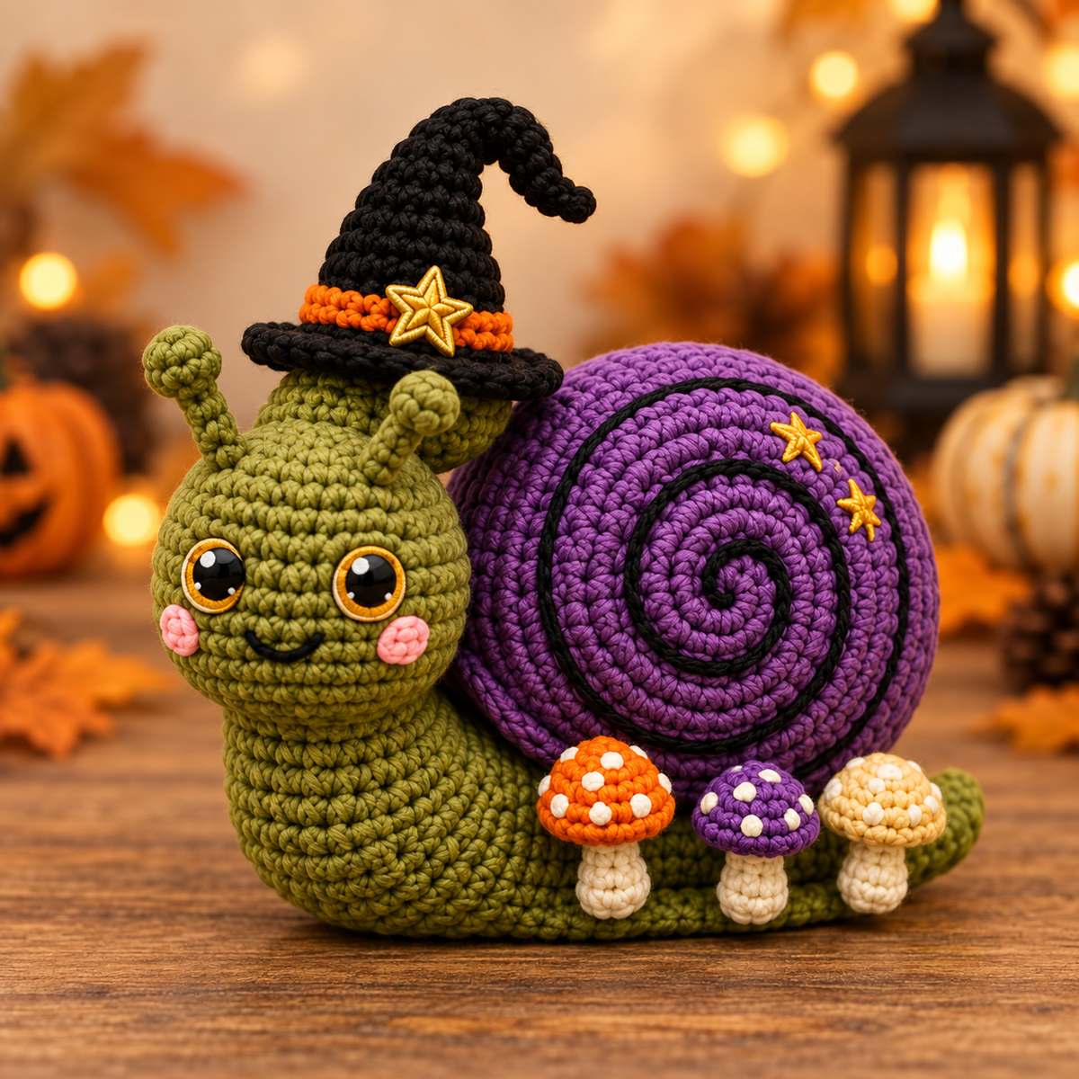 Generated product photo - Magical Witch Hat Snail Crochet Pattern