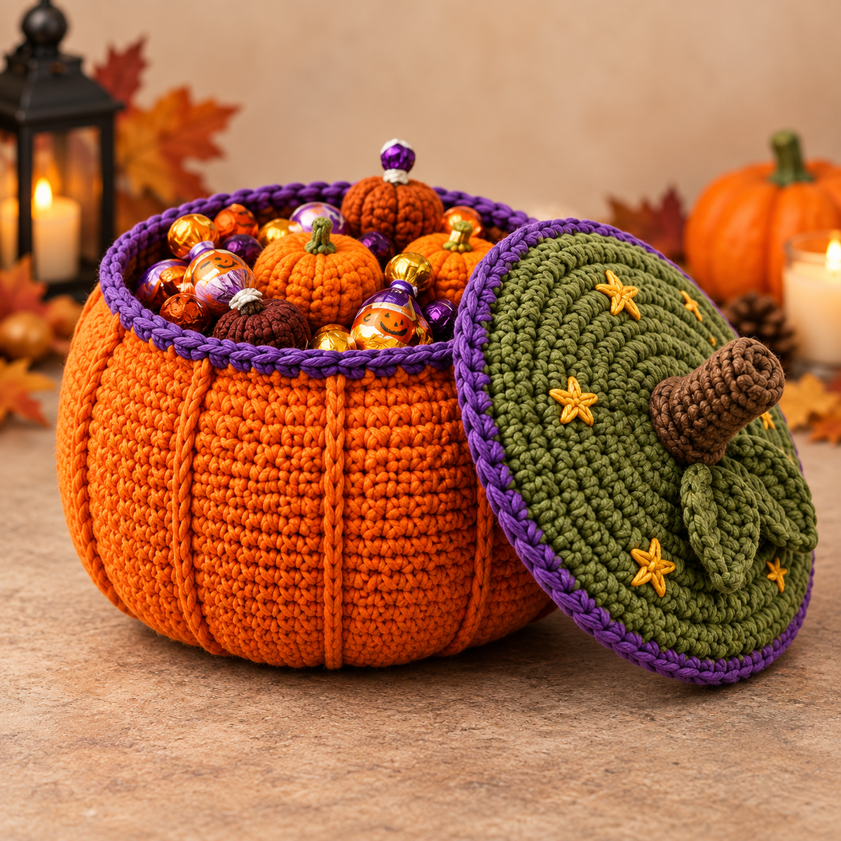 Generated product photo - Pumpkin Table Basket Crochet Pattern