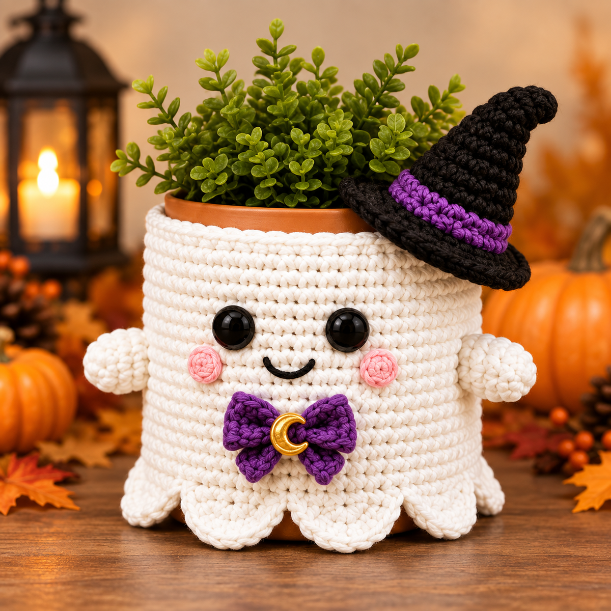 Generated product photo - Ghost Plant Pot Cover Crochet Pattern