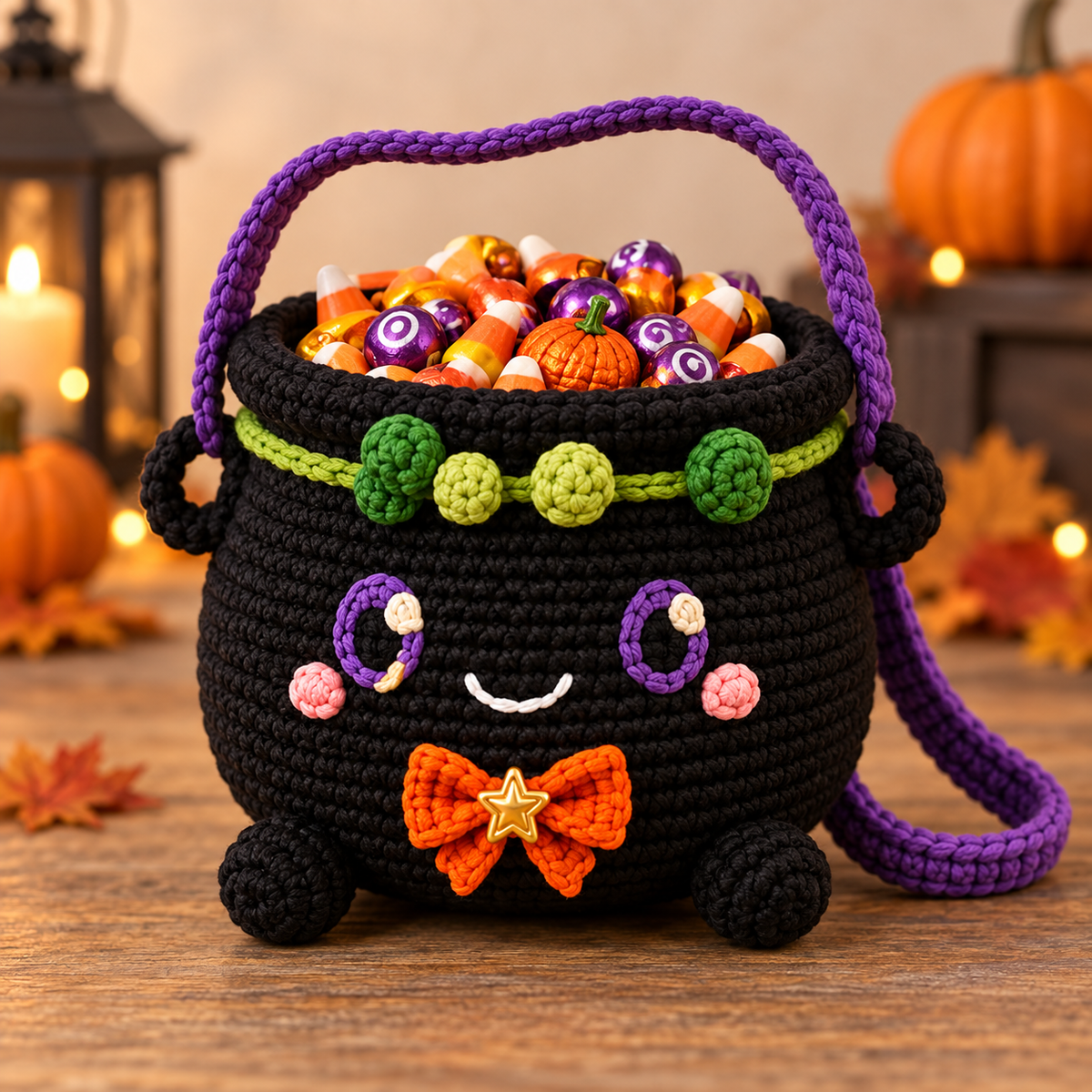 Generated product photo - Witch Cauldron Candy Bag Crochet Pattern