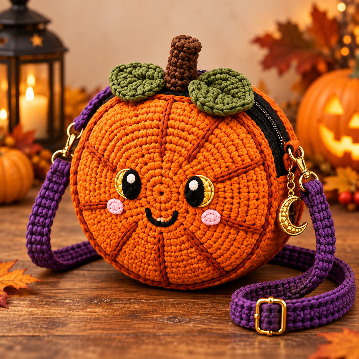 Generated product photo - Pumpkin Crossbody Bag Crochet Pattern